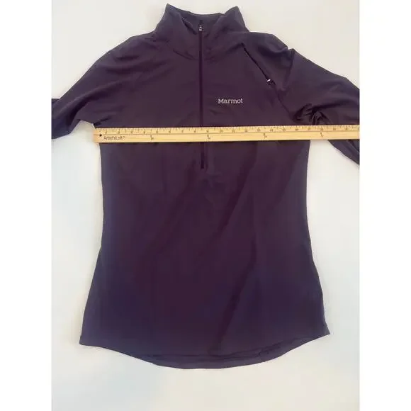 MARMOT WOMENS LIGHTWEIGHT LONG SLEEVE PULLOVER 3/4 ZIP JACKET BASELAYER PURPLE - Picture 11 of 13